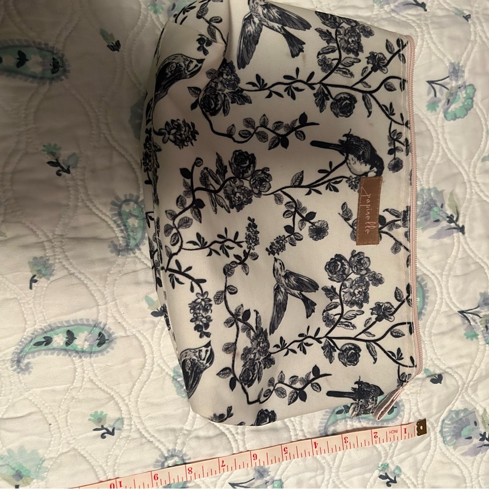 Floral Bird Print Cosmetic Bag